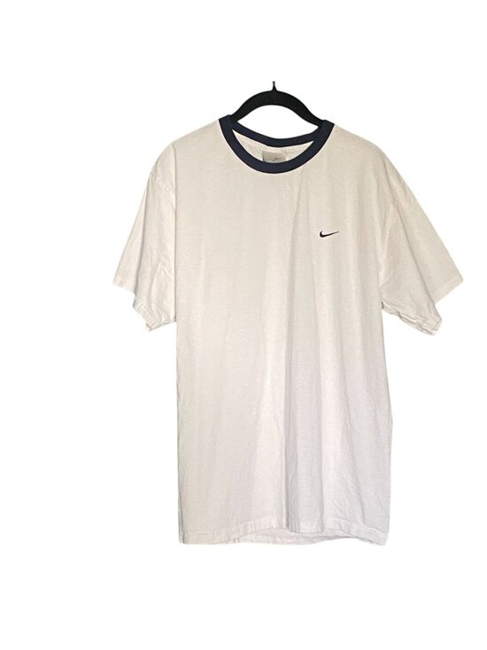 Nike Other - Nike Banded Neckline Adult Short Sleeve T-Shirt-White/Navy Blue-Size M-GUC